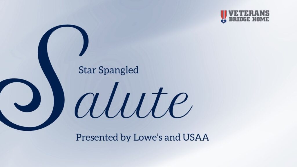 Silk background with the words "Star Spangled Salute to Service" across it.